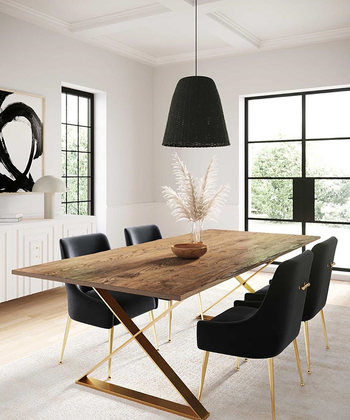 RDT-0728 Modern lyxdesign fyrkantigt matbordsset i rostfritt stål för matsalsmöbler